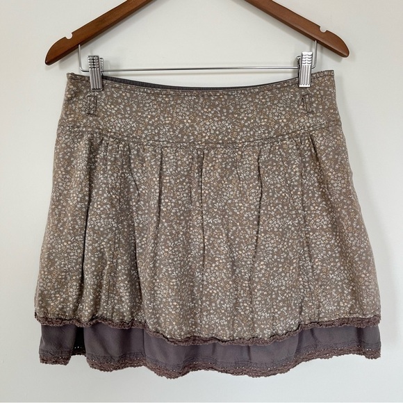 TAUPE Floral Miniskirt Ditsy Floral Fairy Grunge Whimsical Size 6 edc by Espirt - Picture 5 of 10